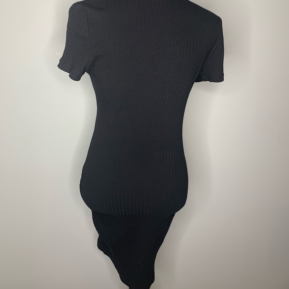 Shein ribbed split neck bodycon Mini dress - Picture 2 of 5